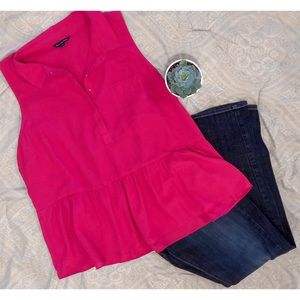 Bright Pink Peplum Tank Top American Eagle Sz XL